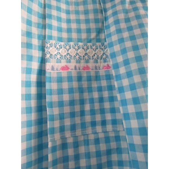 Blue Gingham Bunny Ribbon Trim Cross Stitch Accent Easter Apron Handcrafted GUC - Picture 7 of 16